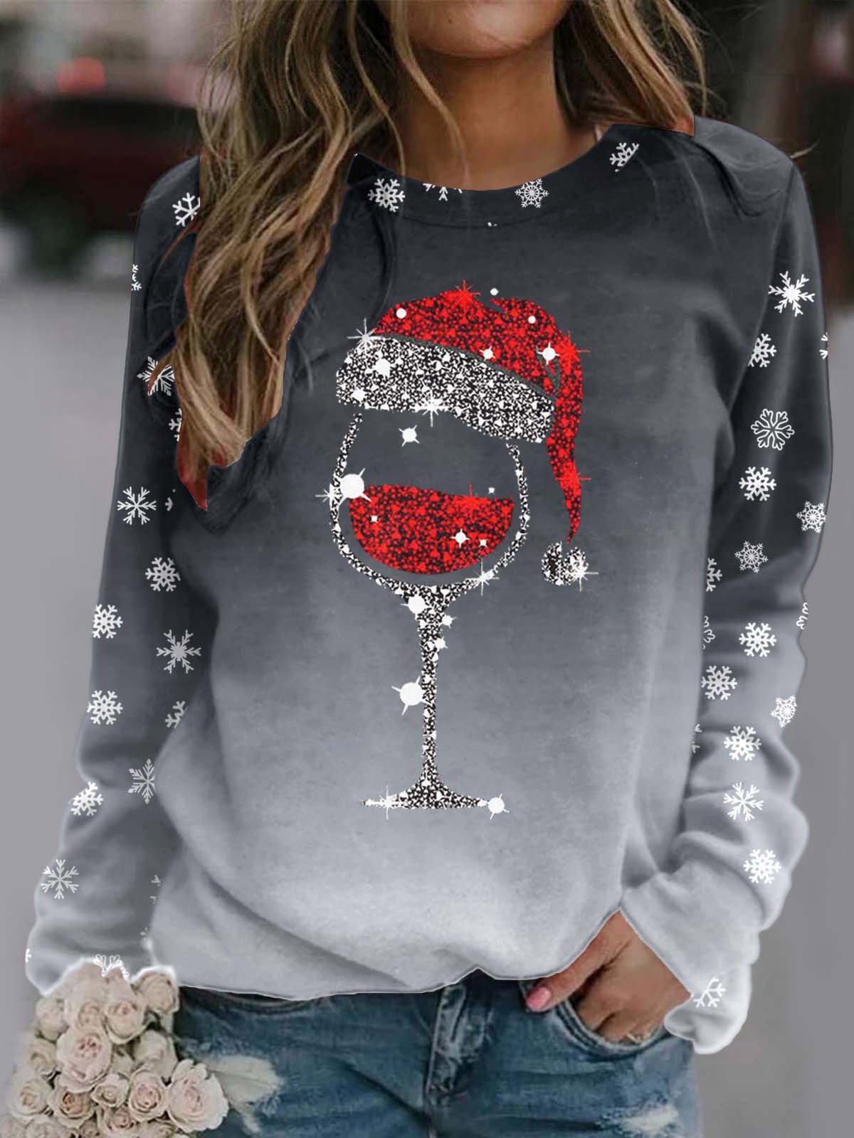 Sweat-shirts Femmes Décontracté Printemps / Automne Verre à Vin de Nonël Naturel Ample Nonël Régulier Régulier Non