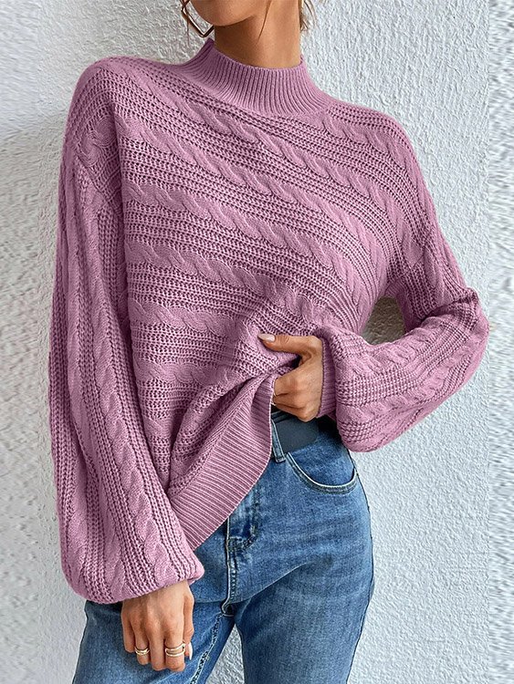 Pulls Femmes Décontracté Plain Printemps / Automne Ample Manches Longues Laine/Tricot Mi-long Droit Non