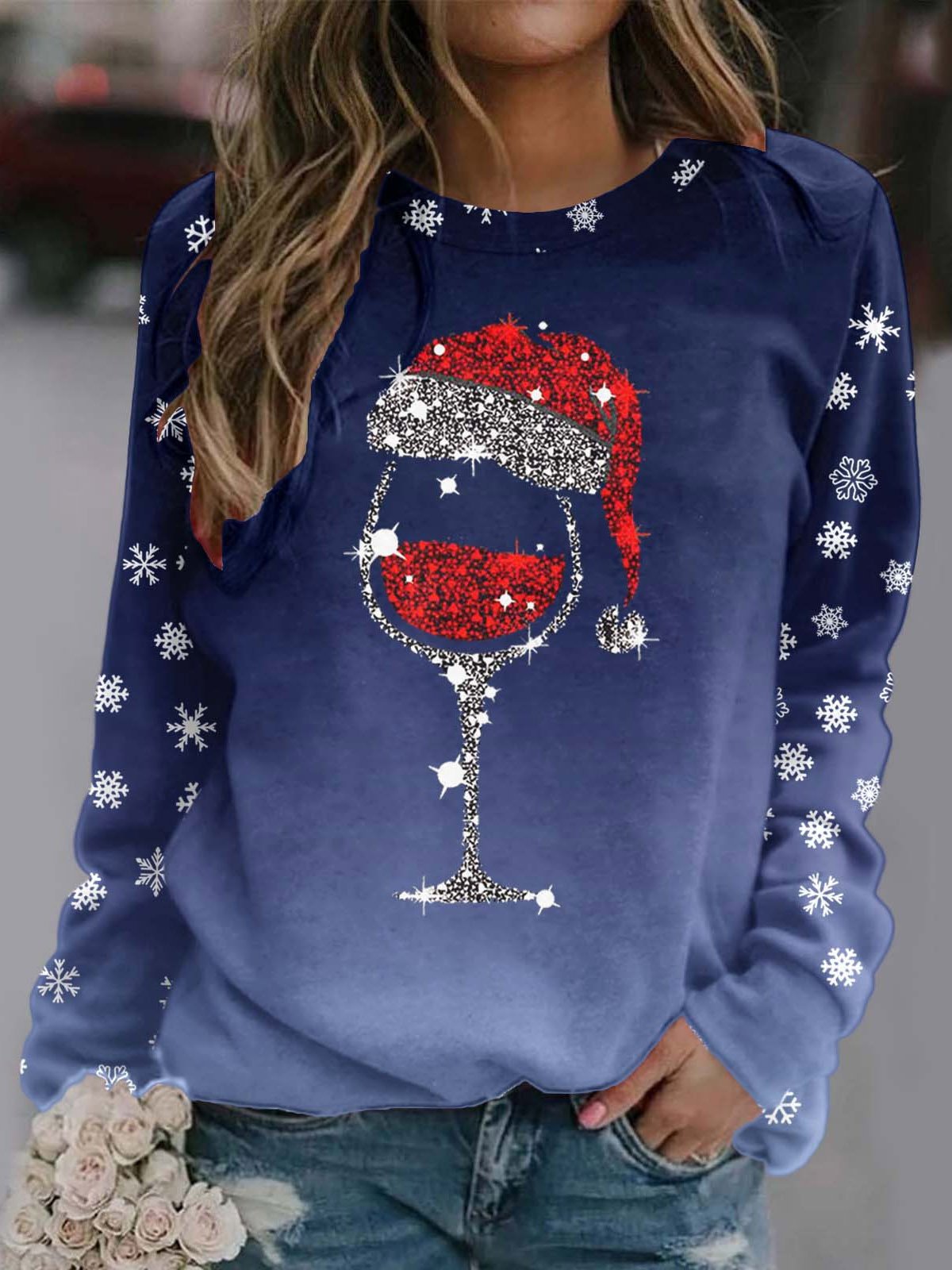 Sweat-shirts Femmes Décontracté Printemps / Automne Verre à Vin de Nonël Naturel Ample Nonël Régulier Régulier Non