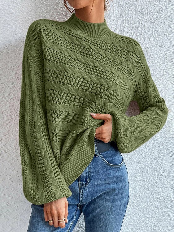 Pulls Femmes Décontracté Plain Printemps / Automne Ample Manches Longues Laine/Tricot Mi-long Droit Non