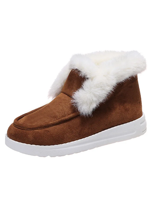 Rembourré de Coton Bottes Simple Plain Hiver Bottes de Neige Peluche à Talon Plat Faux Suède Caoutchouc chaleur pour Femmes