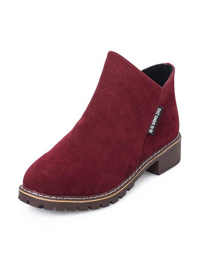 Mode Bottes Décontracté Plain Automne Zip Faire la navette Talon Bas Bout Rond Fausse Fourrure Caoutchouc pour Femmes