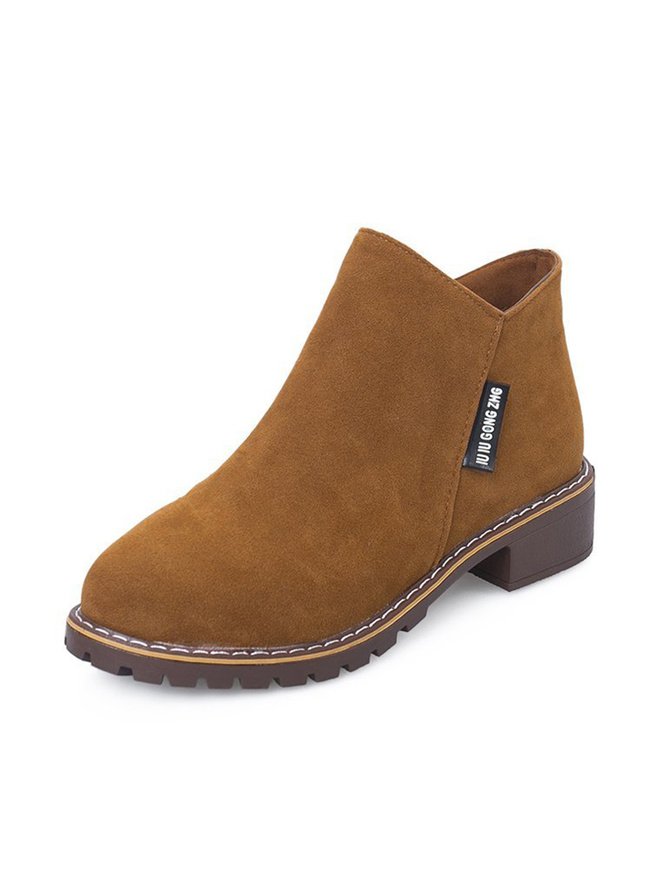 Mode Bottes Décontracté Plain Automne Zip Faire la navette Talon Bas Bout Rond Fausse Fourrure Caoutchouc pour Femmes