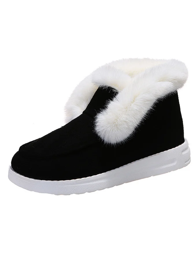 Rembourré de Coton Bottes Simple Plain Hiver Bottes de Neige Peluche à Talon Plat Faux Suède Caoutchouc chaleur pour Femmes