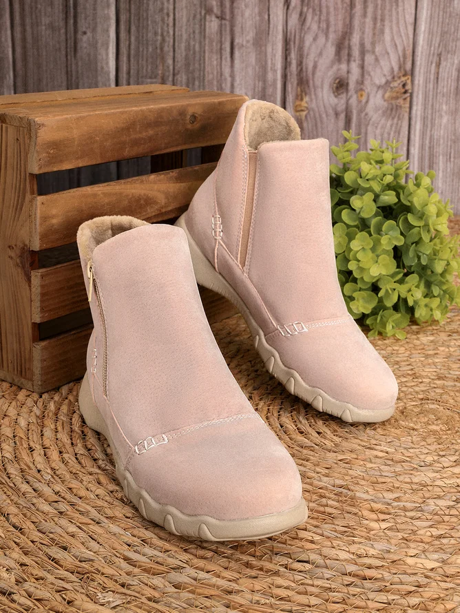 Rembourré de Coton Bottes Rétro Plain Hiver Zip Quotidien Bout Rond Fausse Fourrure Fausse Fourrure Caoutchouc pour Femmes