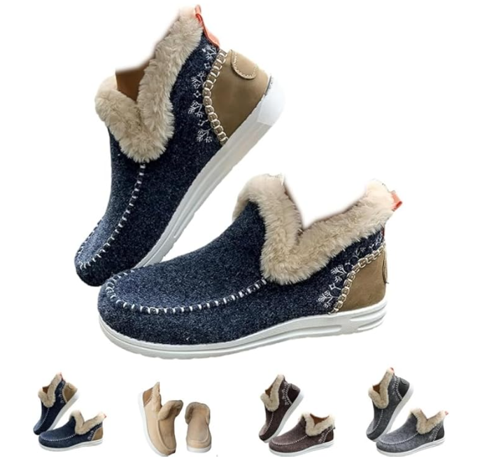 Rembourré de Coton Bottes Femme Décontracté Plain Hiver Faire la navette Peluche Talon Bas Bout Rond PU à Enfiler