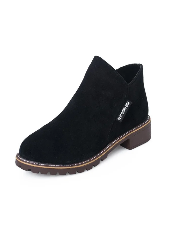 Mode Bottes Décontracté Plain Automne Zip Faire la navette Talon Bas Bout Rond Fausse Fourrure Caoutchouc pour Femmes