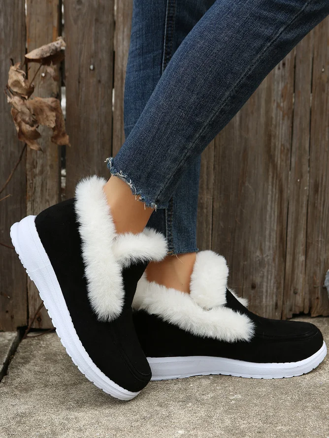 Rembourré de Coton Bottes Simple Plain Hiver Bottes de Neige Peluche à Talon Plat Faux Suède Caoutchouc chaleur pour Femmes