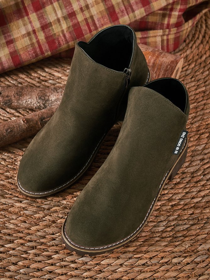 Mode Bottes Décontracté Plain Automne Zip Faire la navette Talon Bas Bout Rond Fausse Fourrure Caoutchouc pour Femmes