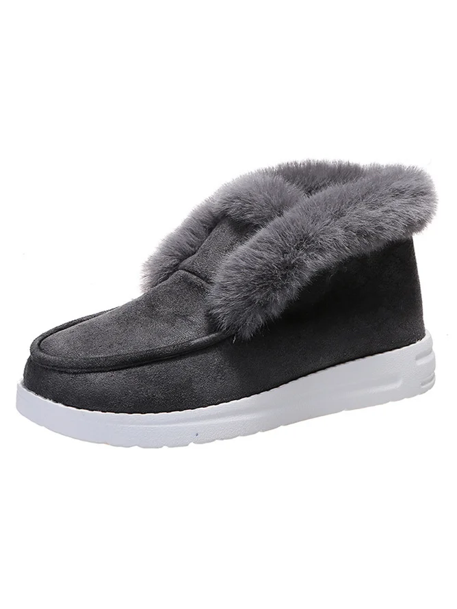 Rembourré de Coton Bottes Simple Plain Hiver Bottes de Neige Peluche à Talon Plat Faux Suède Caoutchouc chaleur pour Femmes