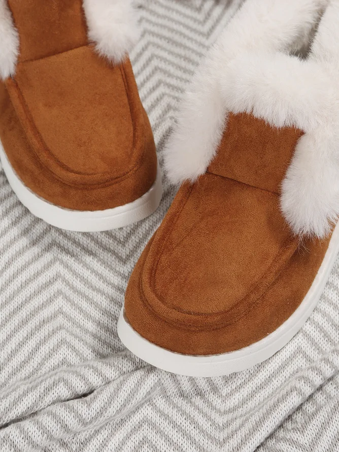 Rembourré de Coton Bottes Simple Plain Hiver Bottes de Neige Peluche à Talon Plat Faux Suède Caoutchouc chaleur pour Femmes