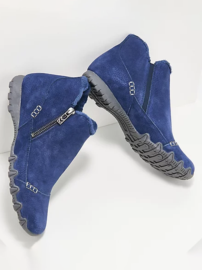 Rembourré de Coton Bottes Rétro Plain Hiver Zip Quotidien Bout Rond Fausse Fourrure Fausse Fourrure Caoutchouc pour Femmes