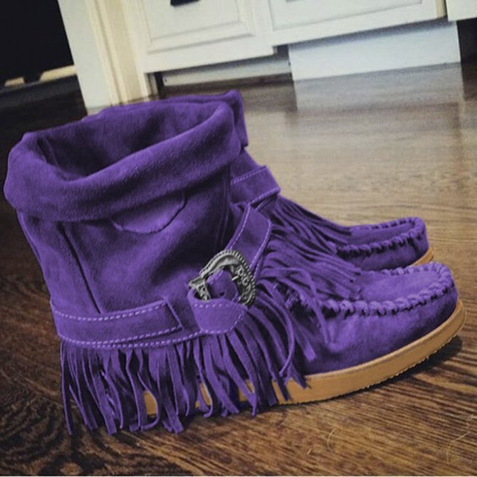 Rembourré de Coton Bottes Rétro Plain Hiver à Talon Plat Bout Rond PU PU Caoutchouc Bottes classiques pour Femmes