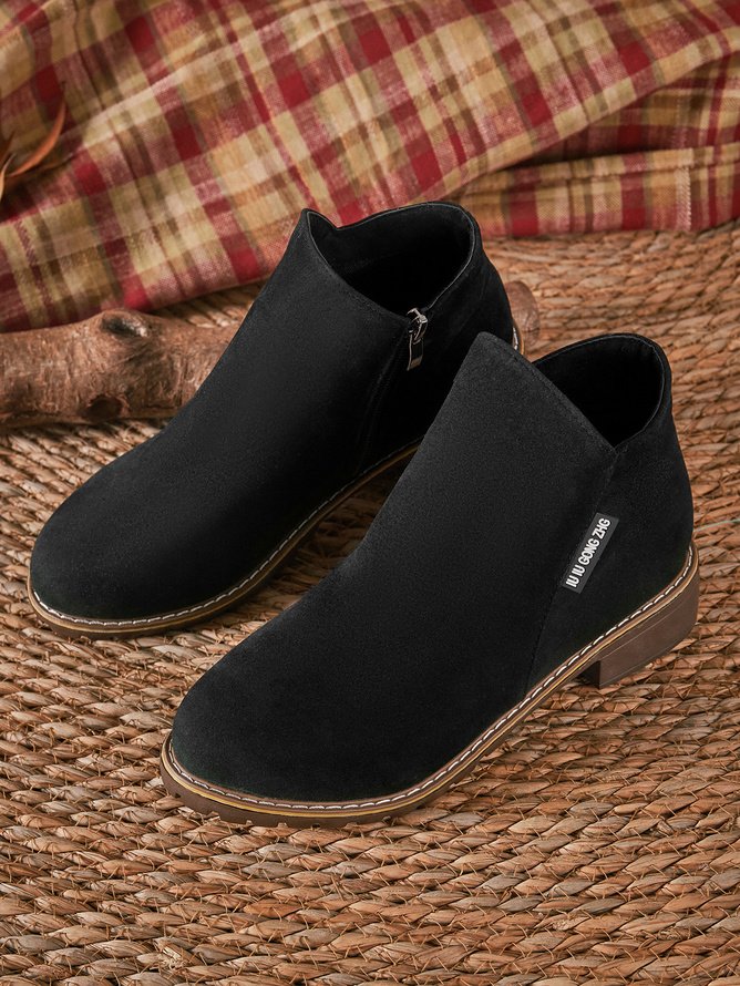 Mode Bottes Décontracté Plain Automne Zip Faire la navette Talon Bas Bout Rond Fausse Fourrure Caoutchouc pour Femmes