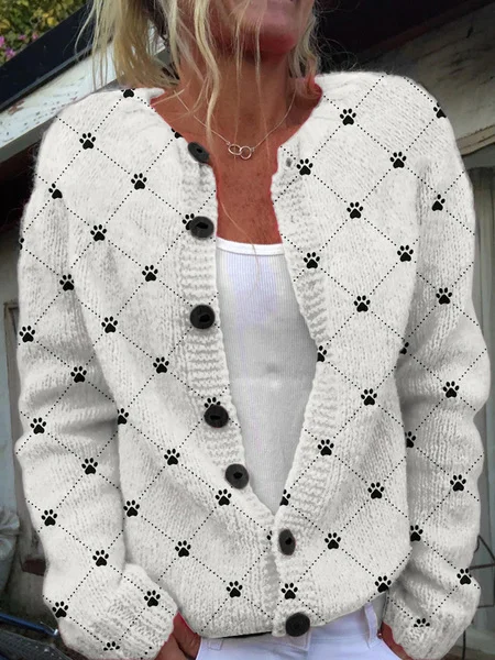 Cardigans Femmes Géométrique Décontracté Hiver Naturel Quotidien Laine/Tricot Mi-long Droit Élasticité moyenne