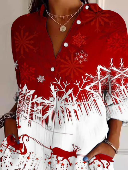 Chemises Décontracté Floral Printemps / Automne Polyester Léger Aucune élasticité Coupe Régulière Manches Longues Col de Chemise pour Femmes