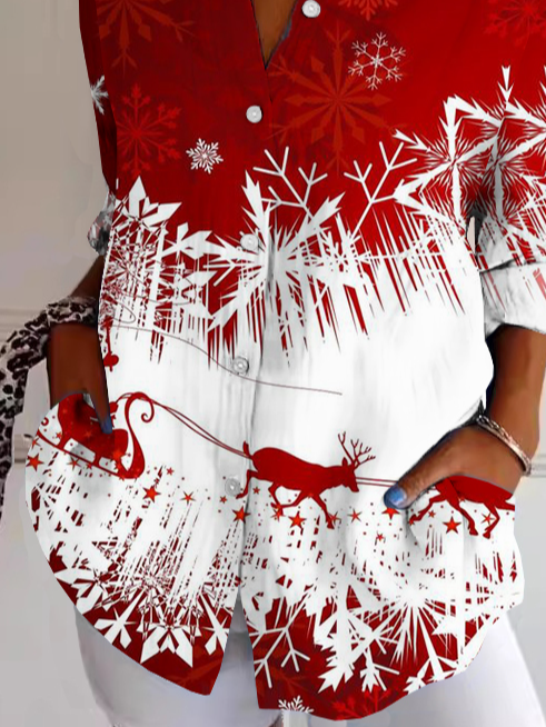 Chemises Décontracté Floral Printemps / Automne Polyester Léger Aucune élasticité Coupe Régulière Manches Longues Col de Chemise pour Femmes