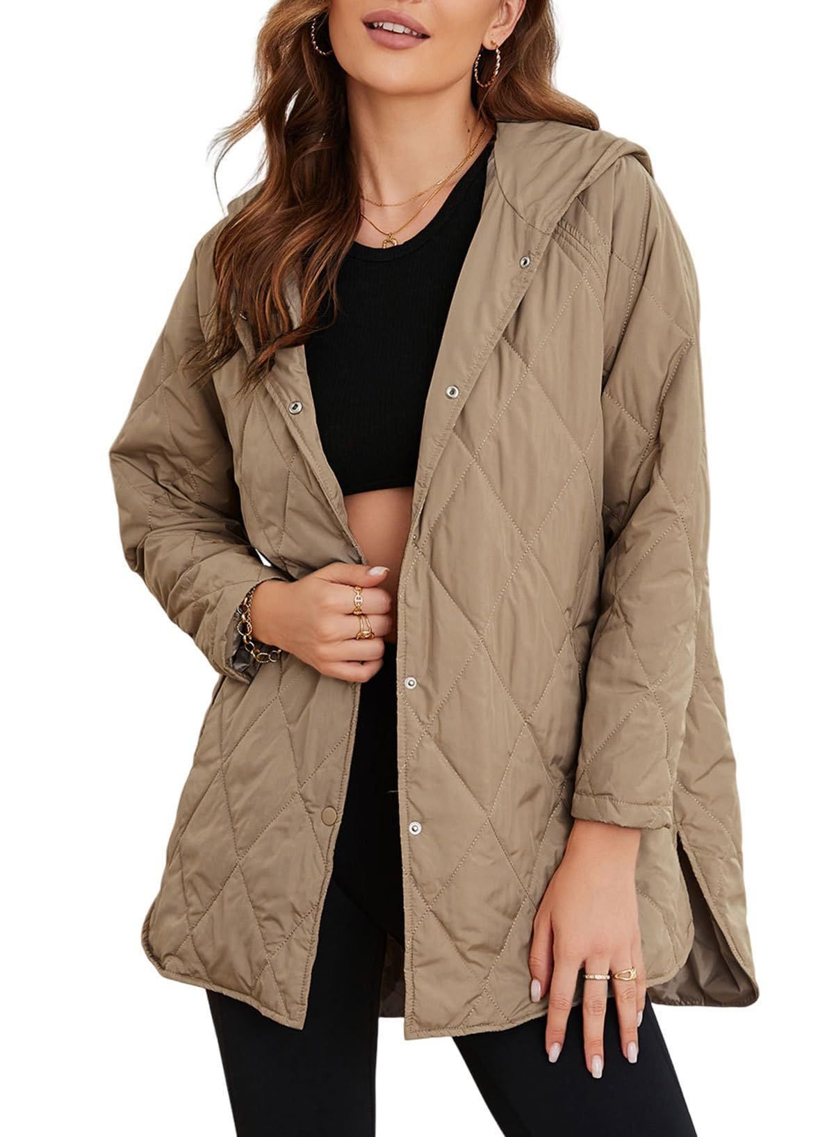 Sweat-shirt à Capuche Manches Longues Poids lourd Plain Rembourré Blouson pour Femmes