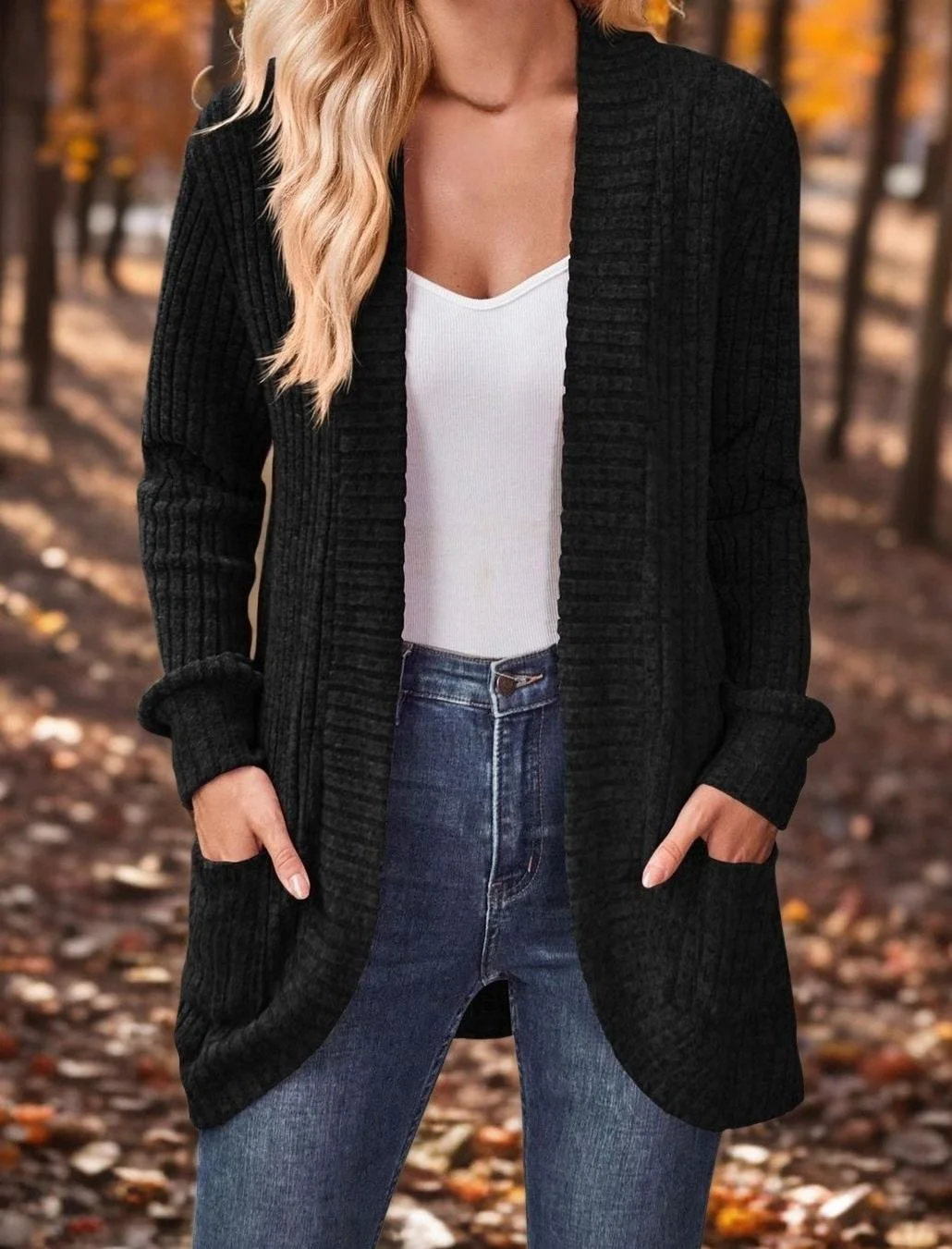 Cardigans Femmes Décontracté Plain Printemps / Automne Polyester Ample Manches Longues Droit Régulier Élasticité moyenne