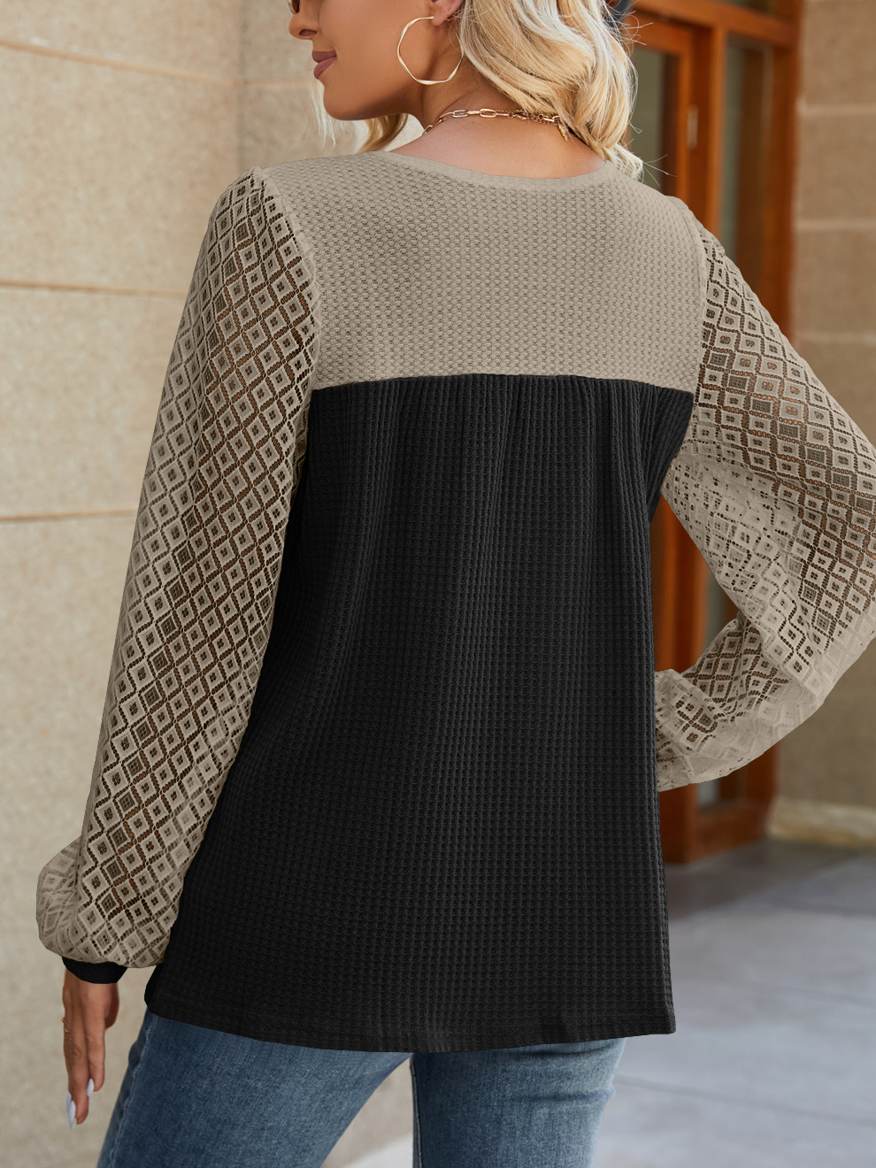 Chemisiers1 Décontracté Bloc de Couleur Printemps / Automne Micro-élasticité Ample Manches Longues Régulier Forage à chaud Droit pour Femmes