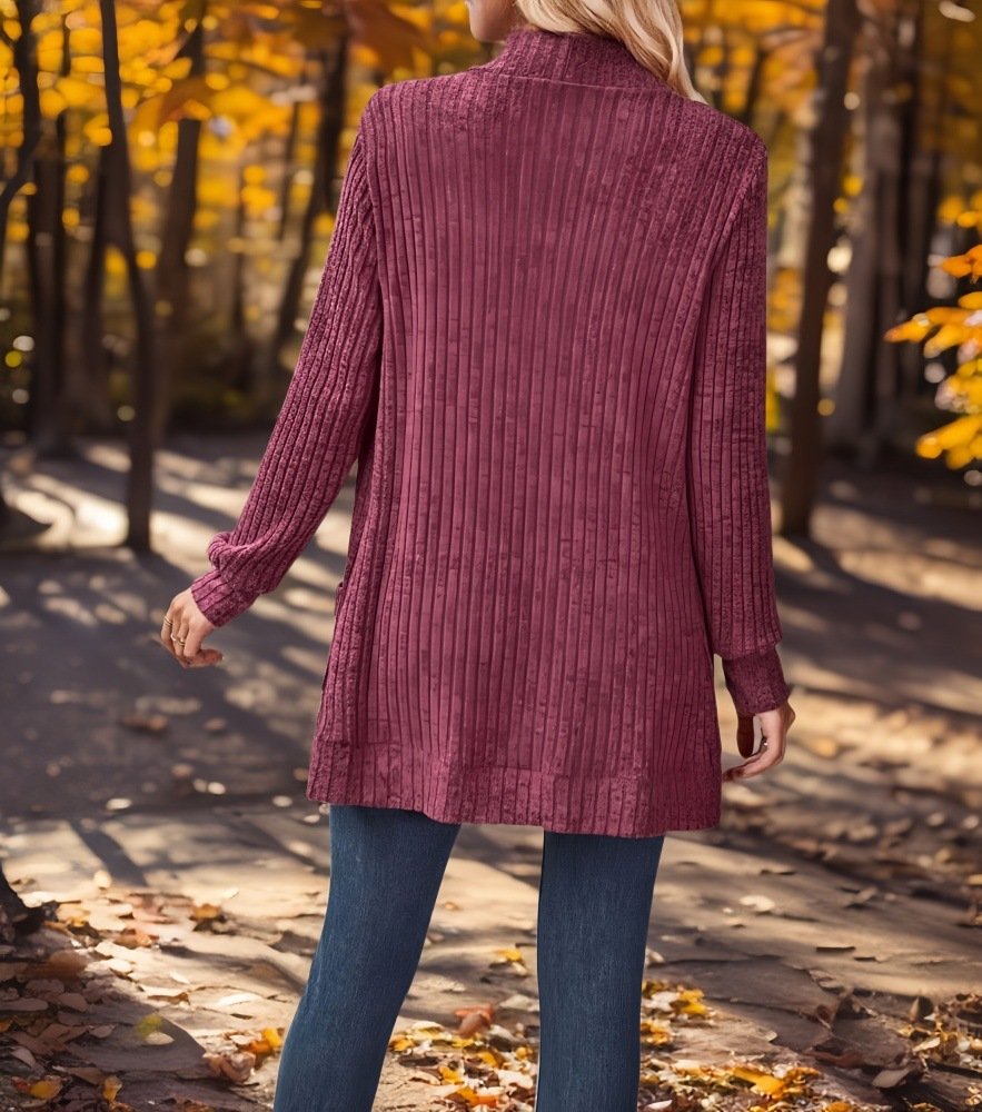 Cardigans Femmes Décontracté Plain Printemps / Automne Polyester Ample Manches Longues Droit Régulier Élasticité moyenne