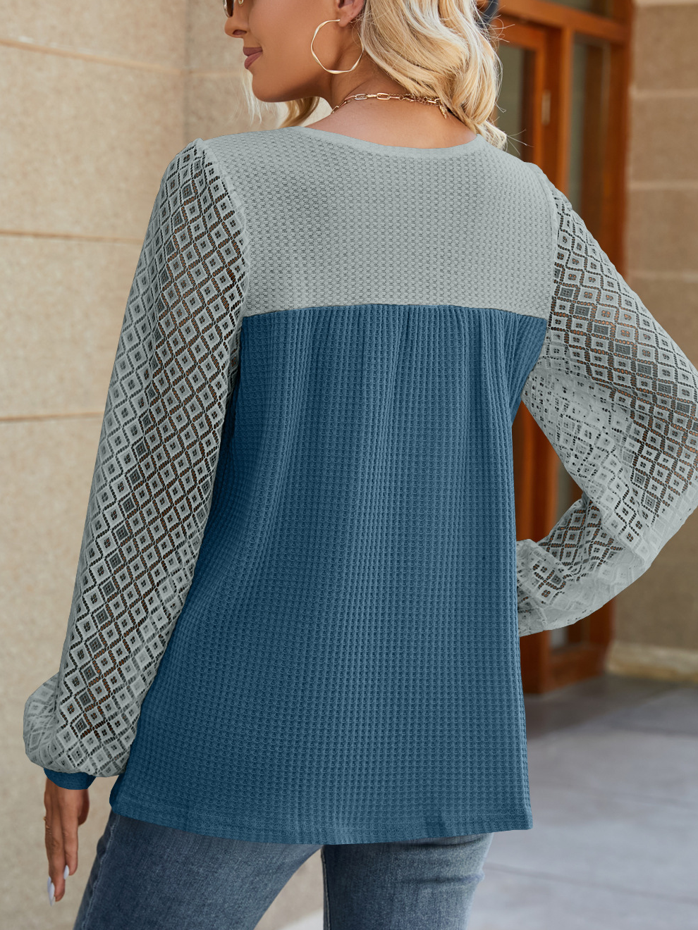 Chemisiers1 Décontracté Bloc de Couleur Printemps / Automne Micro-élasticité Ample Manches Longues Régulier Forage à chaud Droit pour Femmes