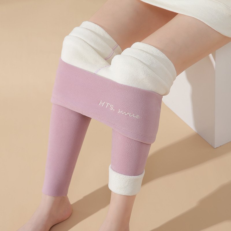 Pantalons De Yoga Décontracté Hiver Noël Naturel à Haute Élasticité Faire la navette Serré Tissu pelucheux/polaire granuleux en Toison pour Femmes