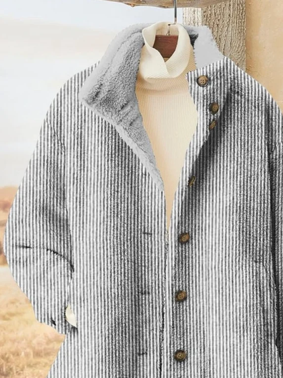Manches Longues Épaissi Rayé Blouson pour Femmes