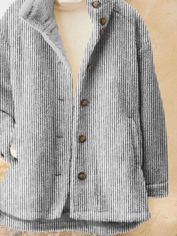 Manches Longues Épaissi Rayé Blouson pour Femmes