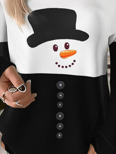 Sweat-shirts Décontracté Printemps / Automne Bonhomme de Neige de Noël Polyester Vacances Manches Longues Col Rond Régulier Régulier pour Femmes