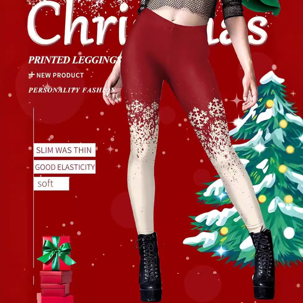 Pantalons De Yoga Décontracté Plain Hiver Polyester Naturel Quotidien Serré Noël en Toison pour Femmes