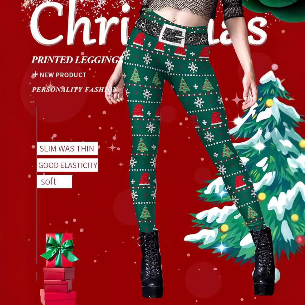 Pantalons De Yoga Décontracté Plain Hiver Polyester Naturel Quotidien Serré Noël en Toison pour Femmes