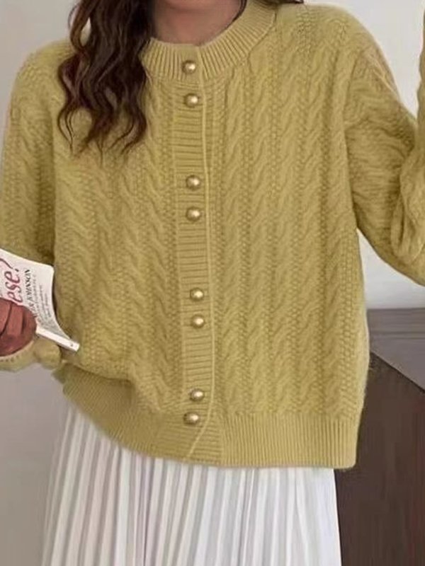 Cardigans Femmes Décontracté Plain Hiver Naturel Quotidien Manches Longues Laine/Tricot Droit Non
