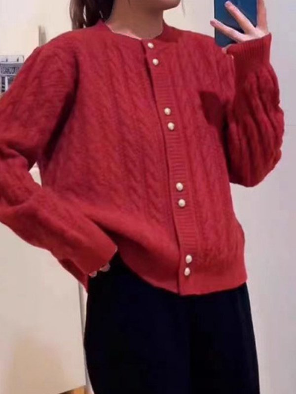 Cardigans Femmes Décontracté Plain Hiver Naturel Quotidien Manches Longues Laine/Tricot Droit Non