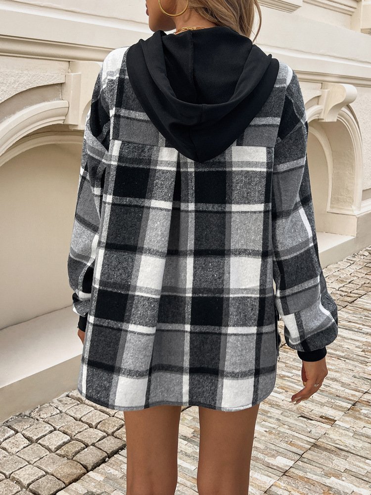 Sweat-shirts Décontracté Printemps / Automne Plaid Polyester Quotidien Ample Régulier Droit Régulier pour Femmes