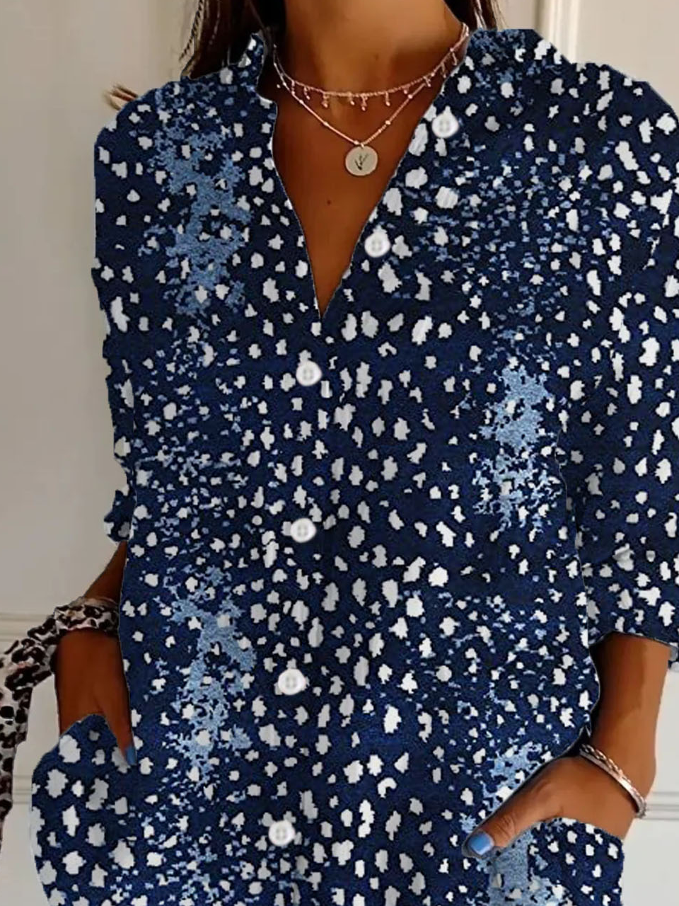 Chemises Décontracté Ethnique Printemps / Automne Polyester Aucune élasticité Quotidien Droit Col de Chemise T.-N.-L. pour Femmes