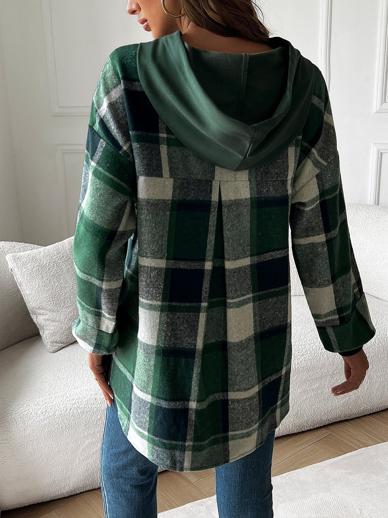 Sweat-shirts Décontracté Printemps / Automne Plaid Polyester Quotidien Ample Régulier Droit Régulier pour Femmes
