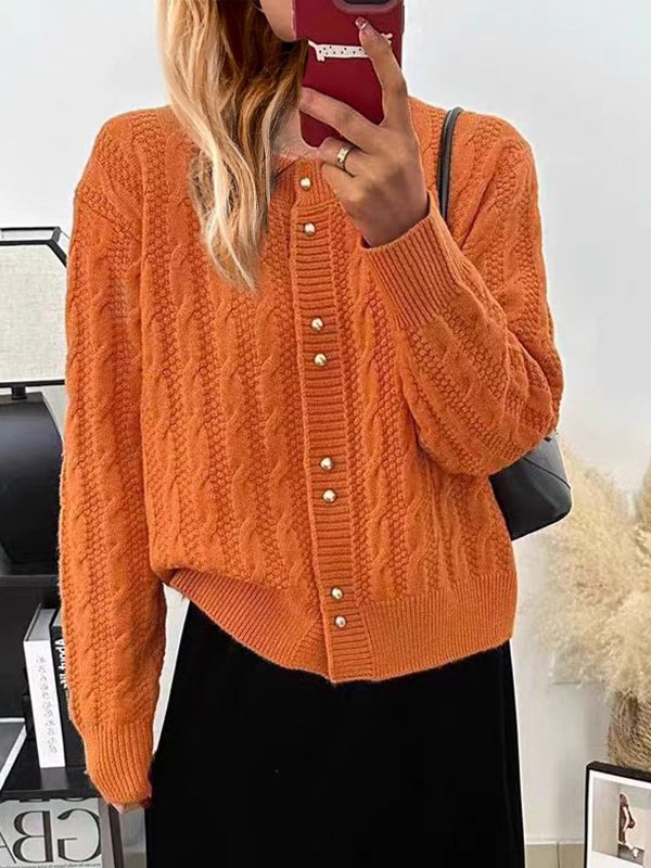 Cardigans Femmes Décontracté Plain Hiver Naturel Quotidien Manches Longues Laine/Tricot Droit Non