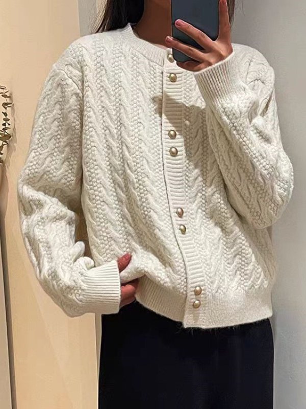 Cardigans Femmes Décontracté Plain Hiver Naturel Quotidien Manches Longues Laine/Tricot Droit Non