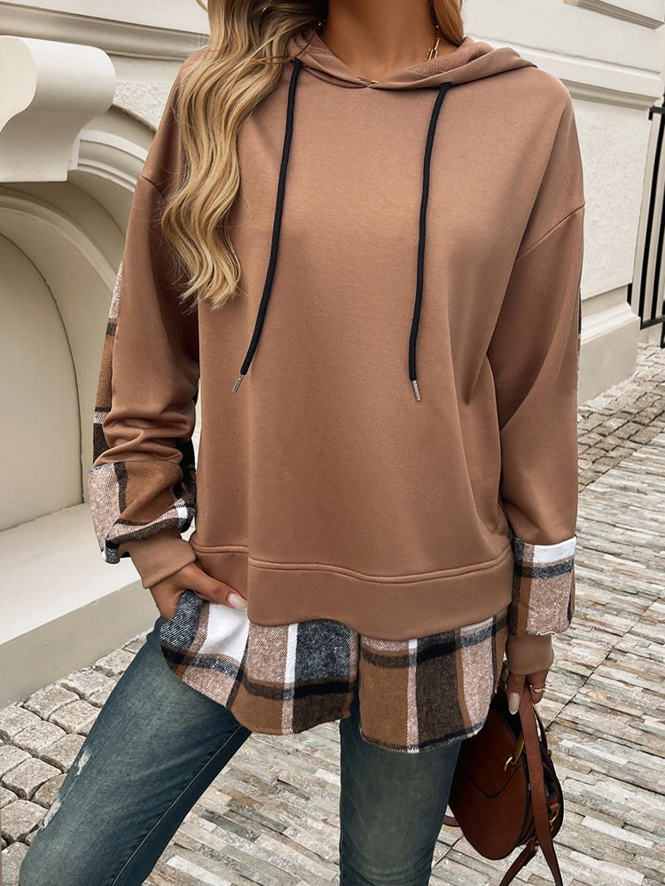 Sweat-shirts Décontracté Printemps / Automne Plaid Polyester Quotidien Ample Régulier Droit Régulier pour Femmes