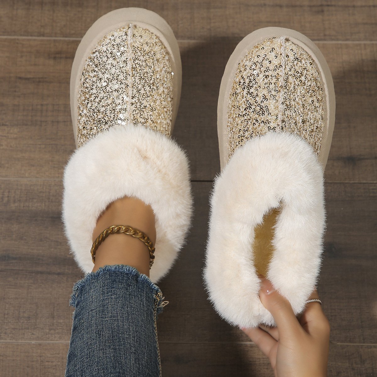 Rembourré de Coton Bottes Décontracté Plain Hiver Quotidien Bottes de Neige à Talon Plat PU Caoutchouc à Enfiler pour Femmes