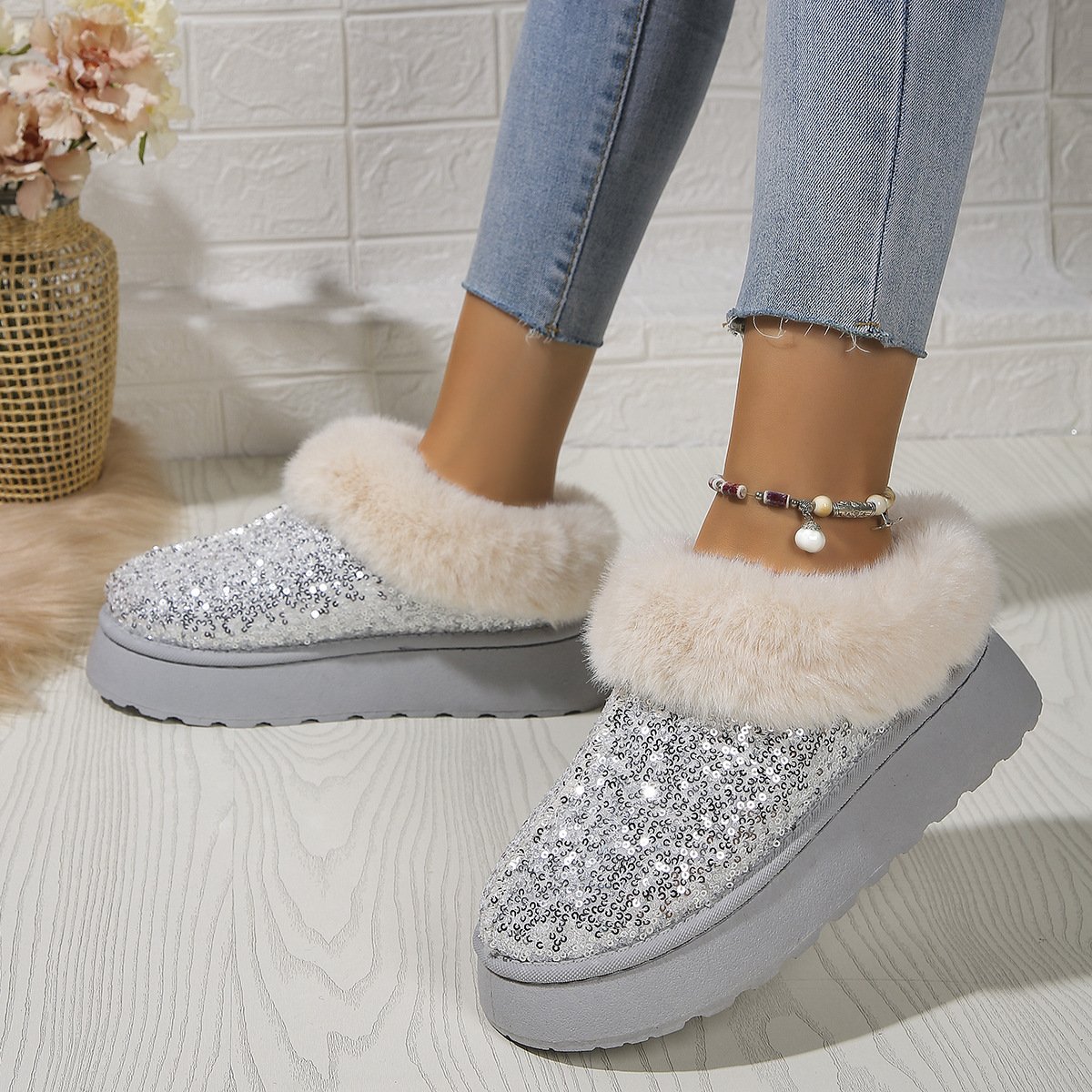 Rembourré de Coton Bottes Décontracté Plain Hiver Quotidien Bottes de Neige à Talon Plat PU Caoutchouc à Enfiler pour Femmes