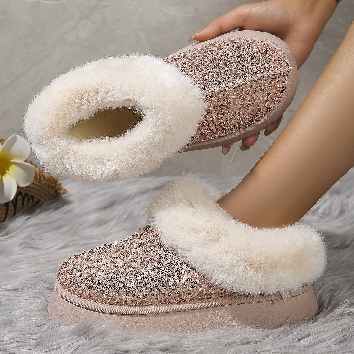 Rembourré de Coton Bottes Décontracté Plain Hiver Quotidien Bottes de Neige à Talon Plat PU Caoutchouc à Enfiler pour Femmes
