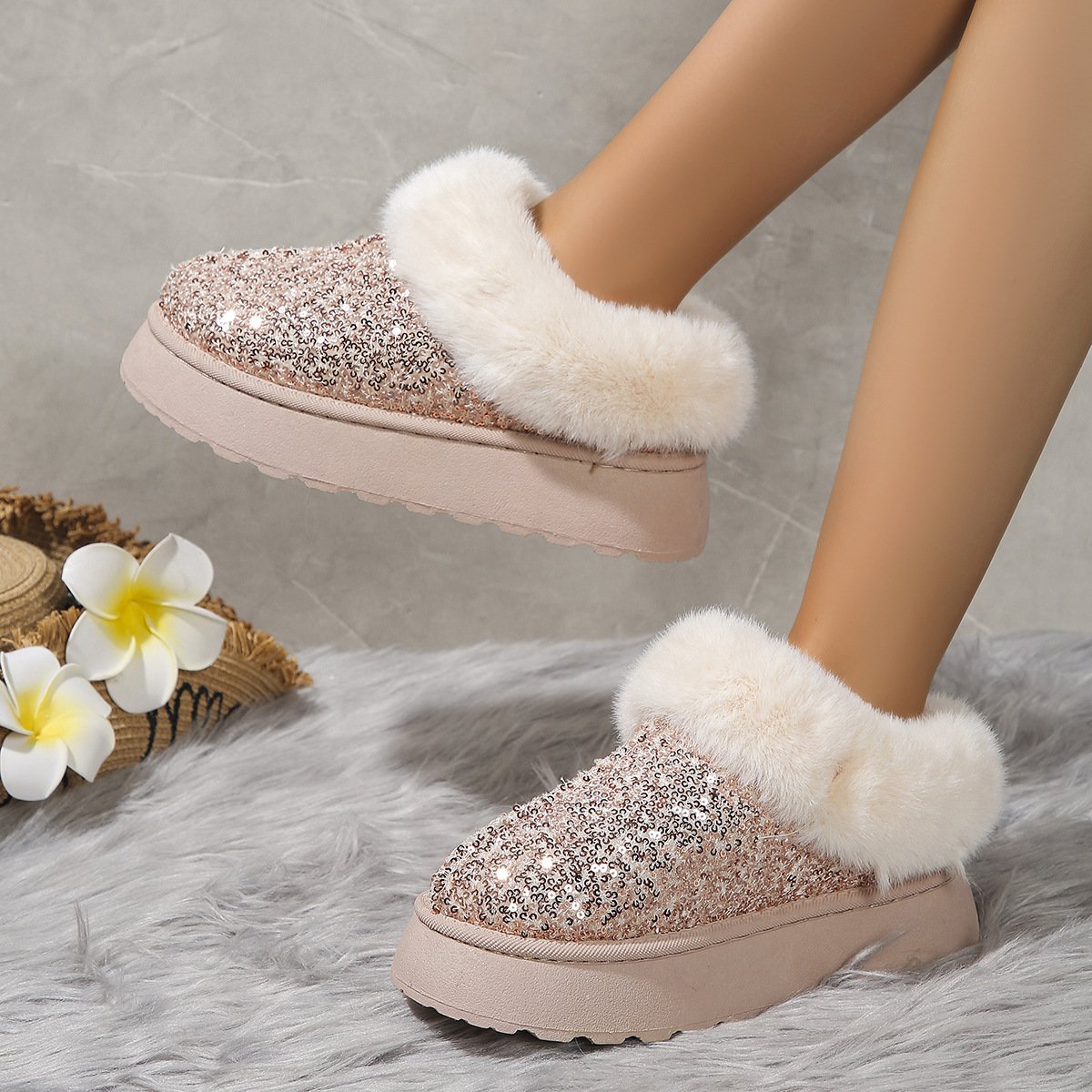 Rembourré de Coton Bottes Décontracté Plain Hiver Quotidien Bottes de Neige à Talon Plat PU Caoutchouc à Enfiler pour Femmes