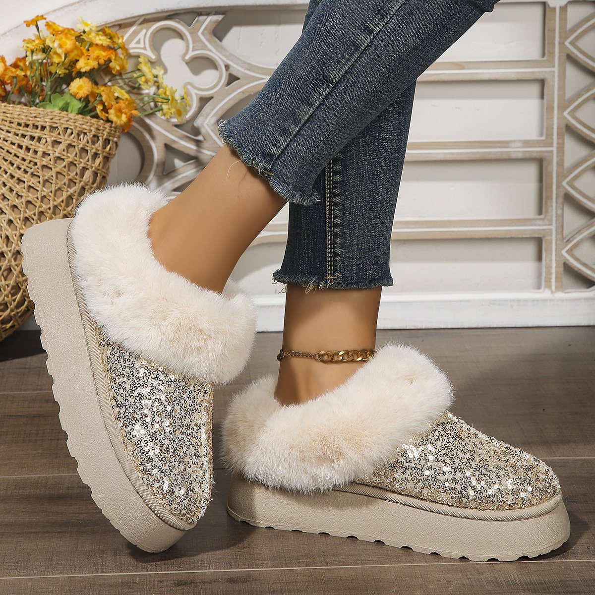 Rembourré de Coton Bottes Décontracté Plain Hiver Quotidien Bottes de Neige à Talon Plat PU Caoutchouc à Enfiler pour Femmes