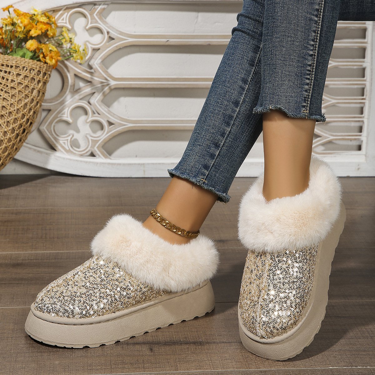 Rembourré de Coton Bottes Décontracté Plain Hiver Quotidien Bottes de Neige à Talon Plat PU Caoutchouc à Enfiler pour Femmes