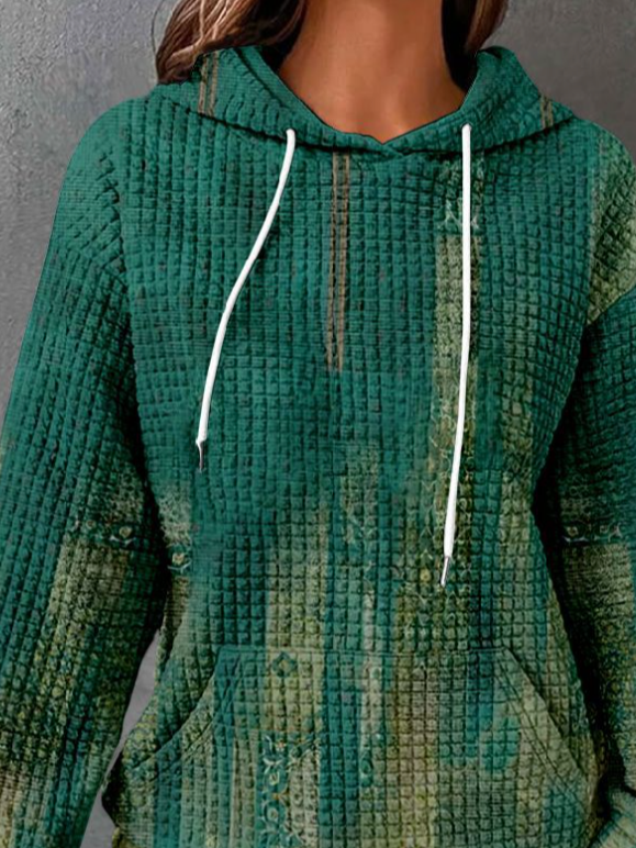 Sweat-shirts Décontracté Floral Printemps / Automne Zip Sweat-shirt à Capuche Micro-élasticité Quotidien Ample Manches Longues pour Femmes