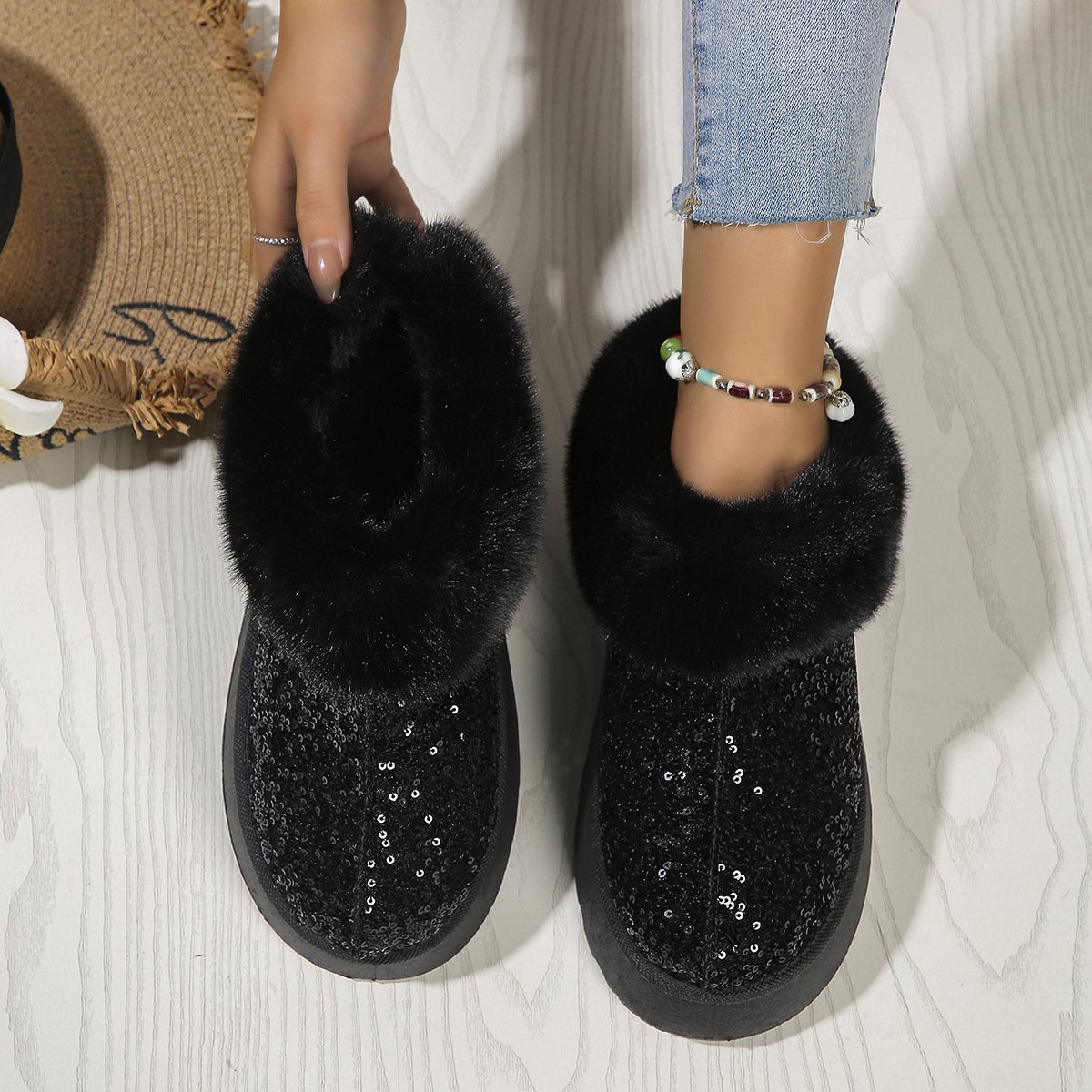 Rembourré de Coton Bottes Décontracté Plain Hiver Quotidien Bottes de Neige à Talon Plat PU Caoutchouc à Enfiler pour Femmes