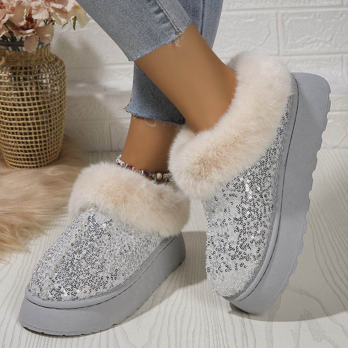 Rembourré de Coton Bottes Décontracté Plain Hiver Quotidien Bottes de Neige à Talon Plat PU Caoutchouc à Enfiler pour Femmes