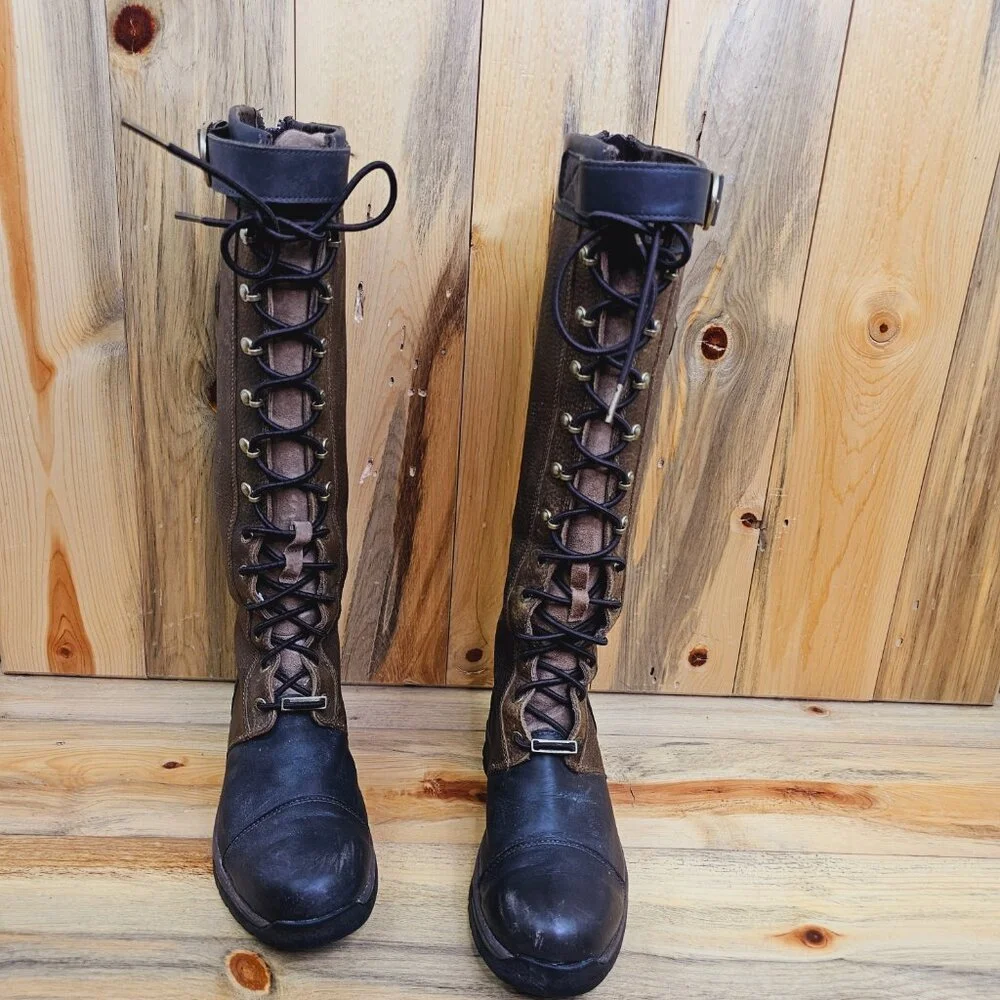 Bottes d'Extérieur Femmes Ethnique Plain Automne Zip Imperméable Vacances Bottes de Combat Cuir Talon de Bloc